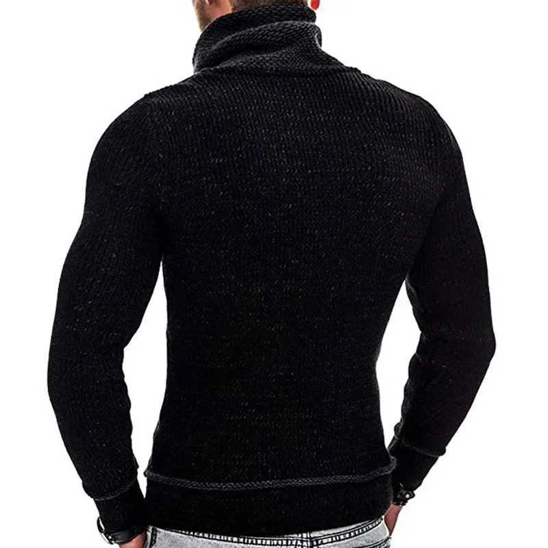 Autumn and Winter Mens Casual Solid Turtle Neck Mens Sweater Long Sleeve Knitted Sweater Pulling Flower Mens Ultra Thin Mens Jumper W2411111