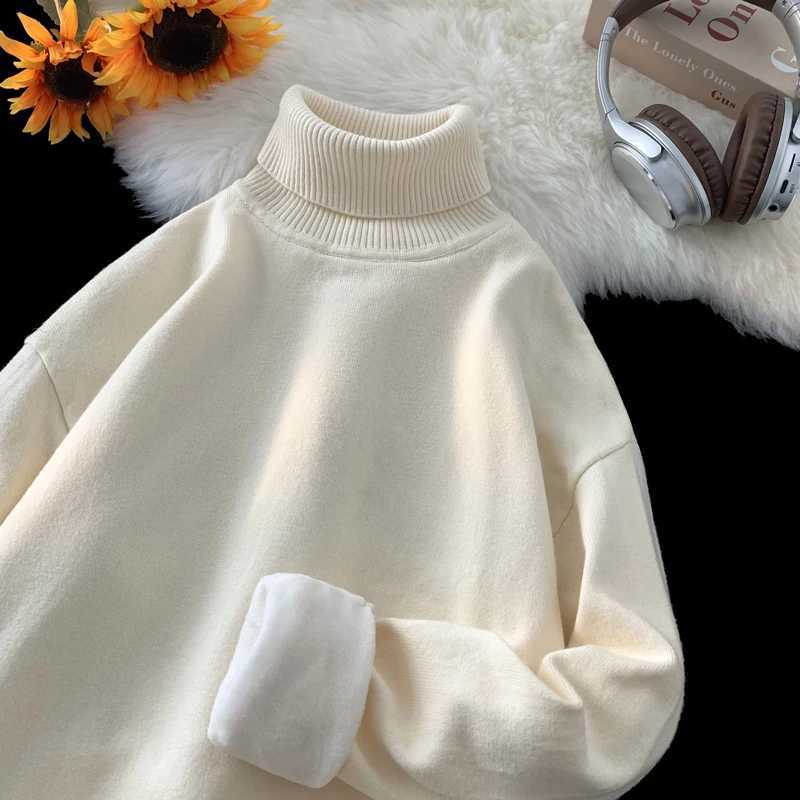 Lappster winter half neck sweater black oversized Korean fashion Harajuku knitted sweater fur retro black latte W2411111