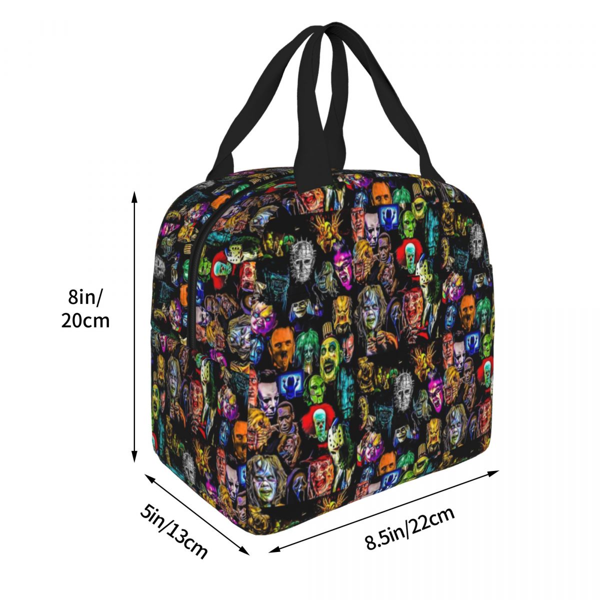 Horror Film Baddies Legends Insulated Lunch Bags Hellraiser Pinhead Meal Container Thermal Bag Lunch Box Tote Outdoor Food Bag
