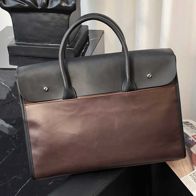 Vintage Crazy Horse Briefcase Travel Genuine Leather Handbag Luxury Men's Messenger Computer Shoulder Bag 14 Inch Laptop