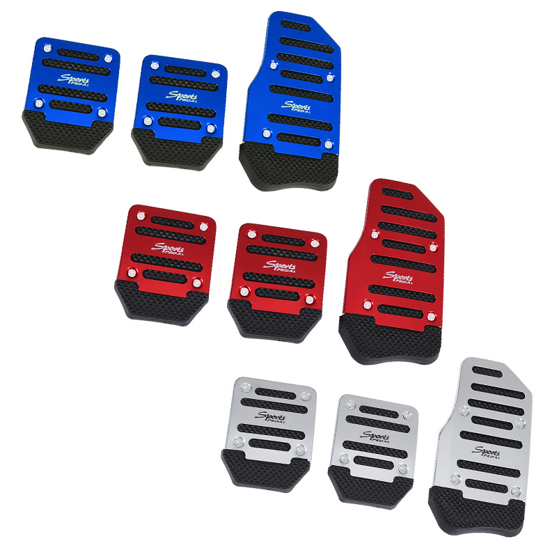 Universal 3Pcs Racing Manual Non-Slip Foot Pedal Pad Cover Aluminum Automatic Gear Brake Accelerator Car Interior Accessories