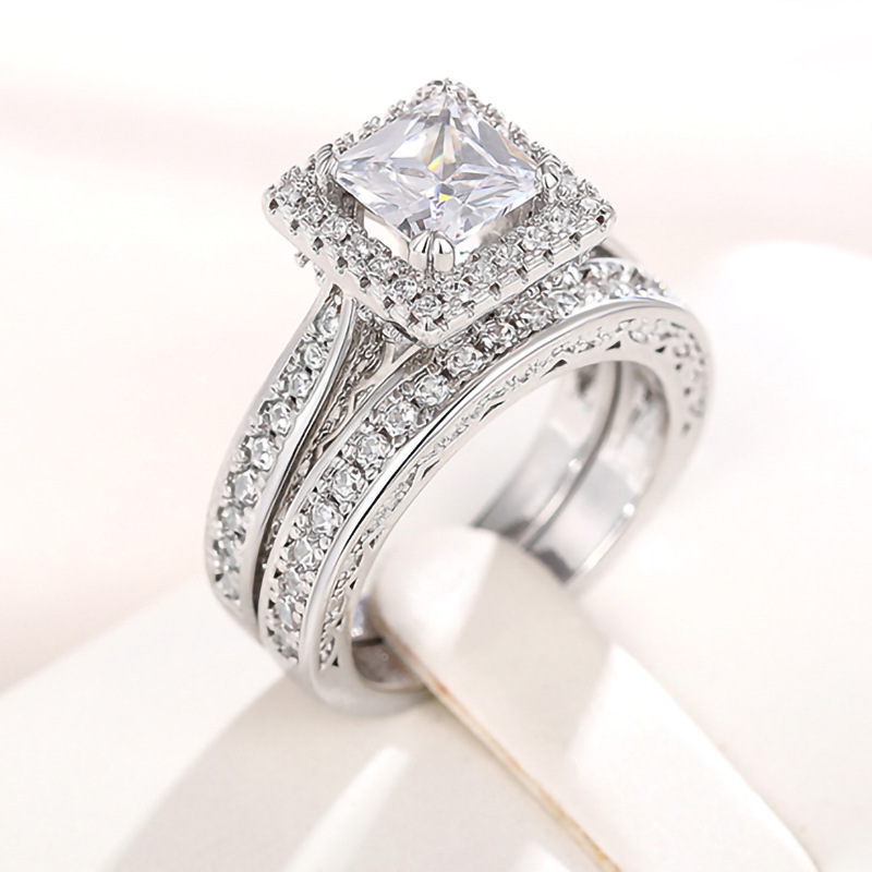 Choucong Handmade Wedding Rings Vintage Jewelry Gold Fill Princess Cut White Cubic Zircon CZ Dia Party Eternity Women Fashion Couple Ring Set Gift d3f