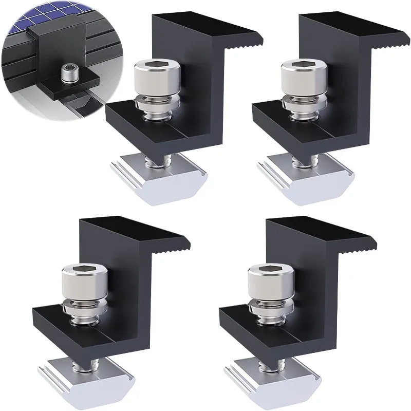 Solar Module Holder PV Bracket End Clamp Medium Clamps for 30-45mm Mounting Rail PV Solar Panel Aluminium Alloy AL6005-T5