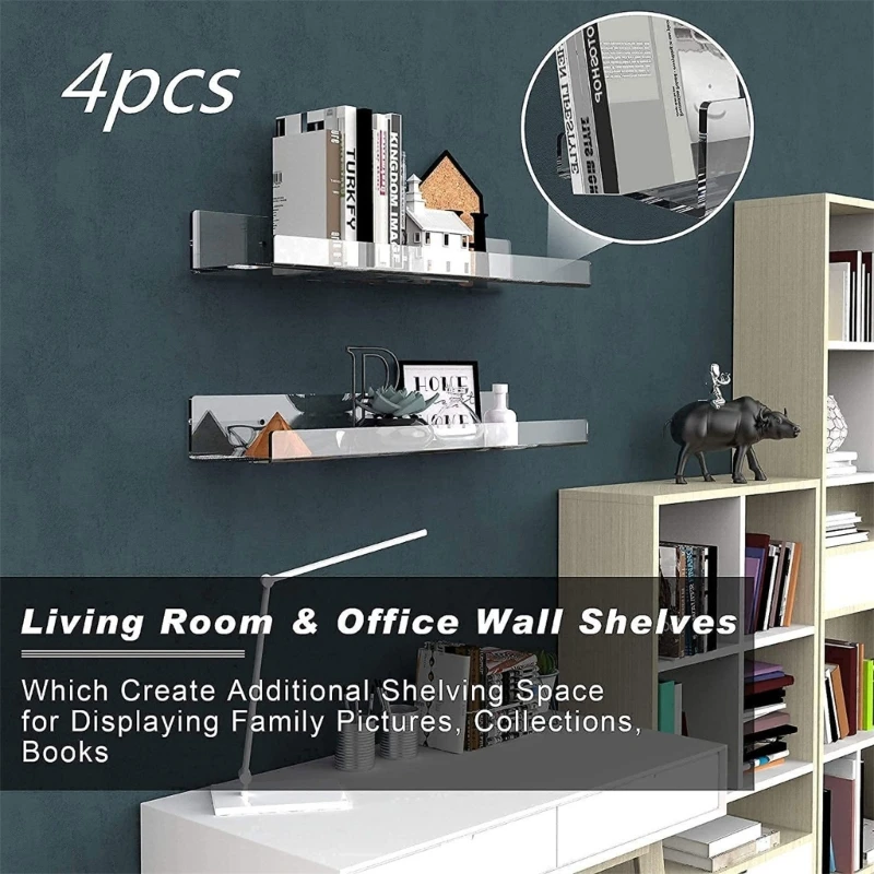 Clear Acrylic Storage Shelf Floating Display Stand Holder Household Supplies Home Bedroom Dormitory Book Magazine Dropshipping