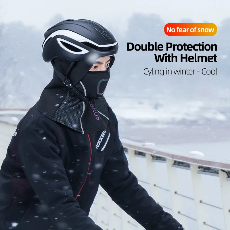 ROCKBROS Winter Cycling Mask Fleece Thermal Keep Warm Windproof Face Balaclava Ski Fishing Skiing Hat Headwear 240401