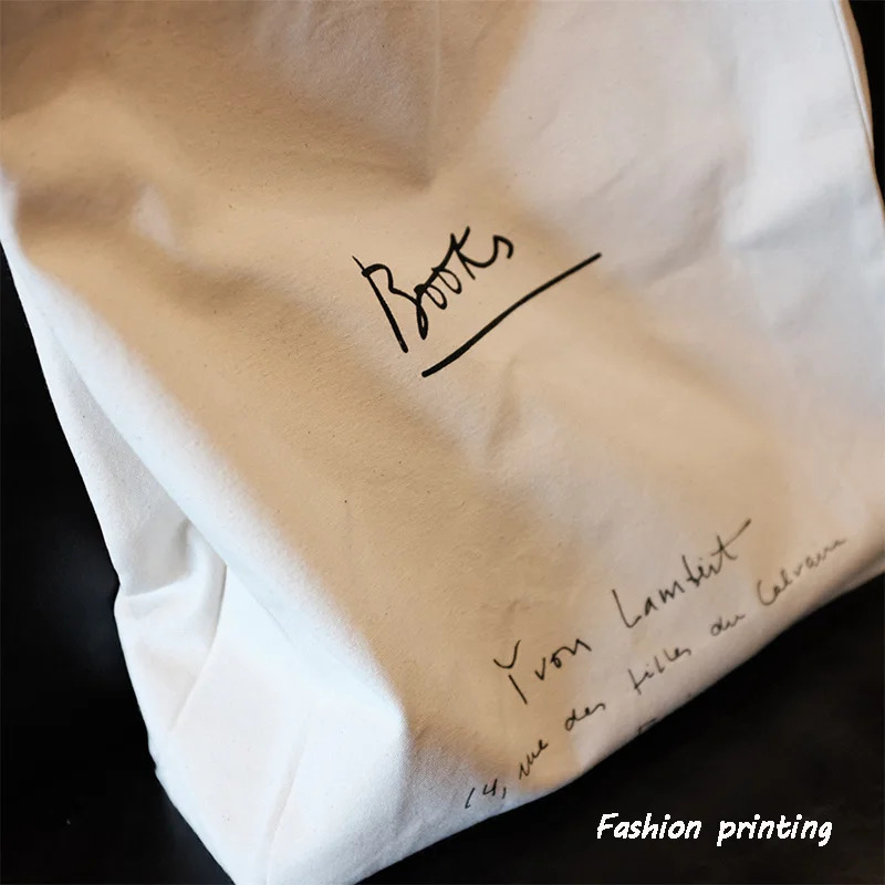 Womens canvas bag womens casual large capacity letter printing handbag womens shoulder bag reusable shopping bag 241111
