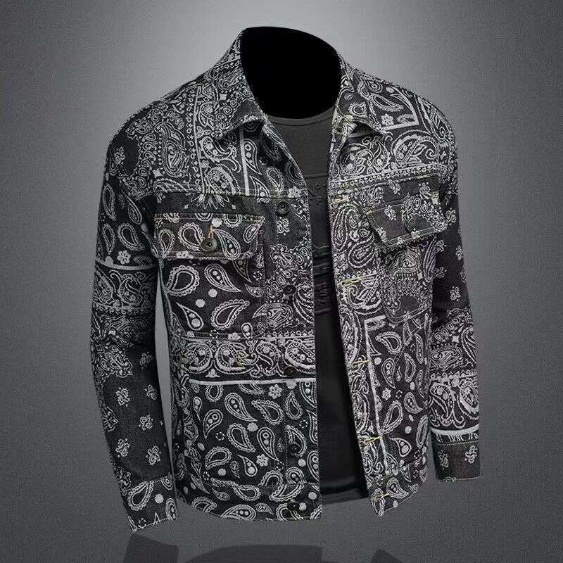 Male Jean Coats Button Pocket Men's Jacket Autumn Cowboy Oversize Branded Outwear Clothing New Denim Coat