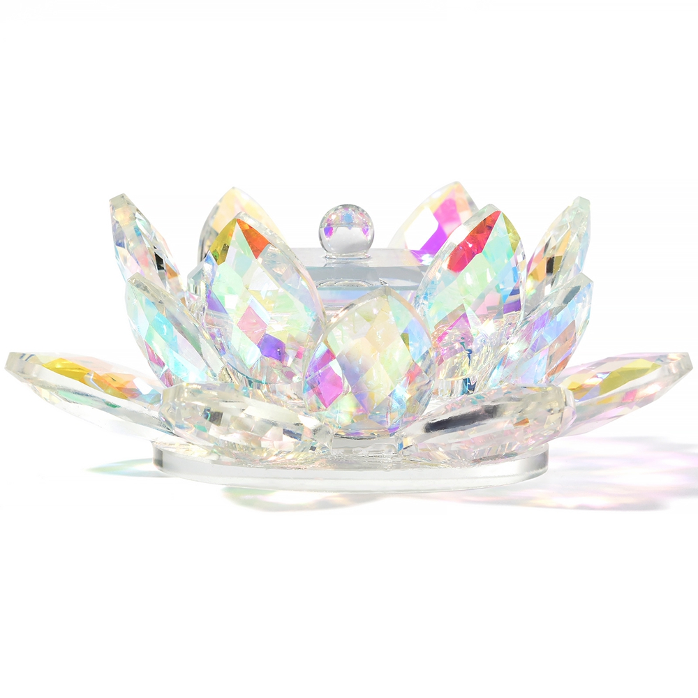 1PC Rainbow Lotus flower Cup Acrylic Liquid Dish Crystal Clear Glass Nail Cup with Lid Bowl for Acrylic Powder Nail Art Tool