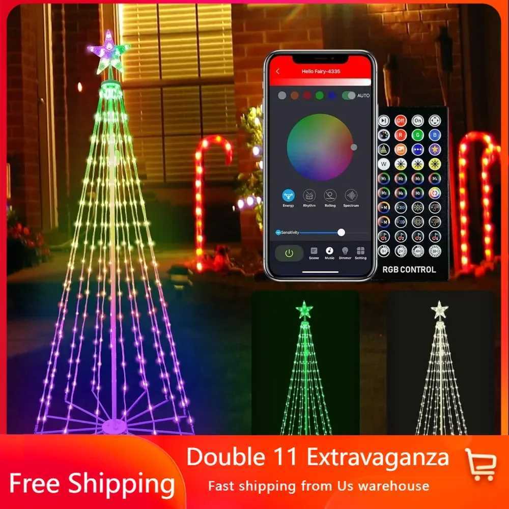 6Ft 265 LED Christmas Cone Tree Light Bluetooth Intelligent Waterproof Music Synchronized Flashing Light APP Remote ControlLX241112