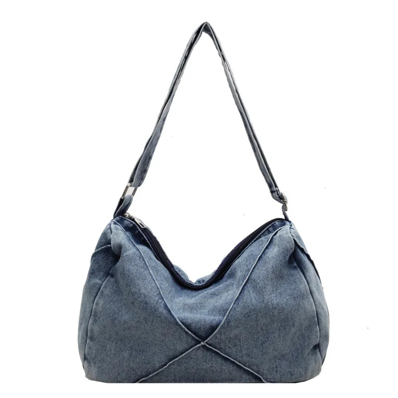 Original womens canvas shoulder messenger bag big denim bag cross body bag fashionable womens handbag 241111
