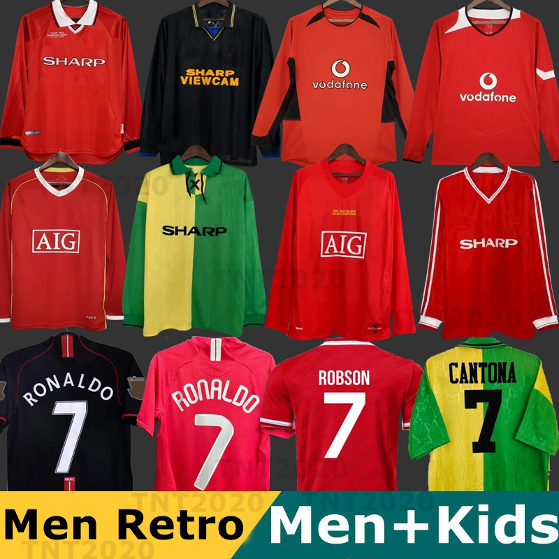 92 93 CANTONA GIGGS KEANE Mens RETRO Long Sleeve Soccer Jerseys 1998 1999 BECKHAM SOLSKJAER SCHOLES RONALDO FERDINAND ROONEY CHICHARITO