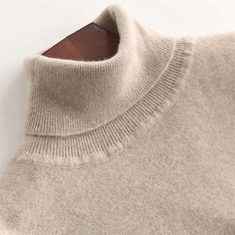 Mens Turtleneck Knitted Sweater 2024 Winter Cashmere Cotton Blended Comfortable Warm High Collar Pulled Mens Jumper Rod W2411111