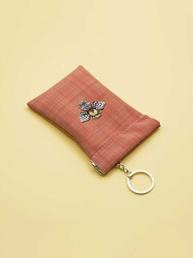 Key Wallets PU Leather Female Scratch-Resistant Decor Pearls Crystals Light White ddbc0