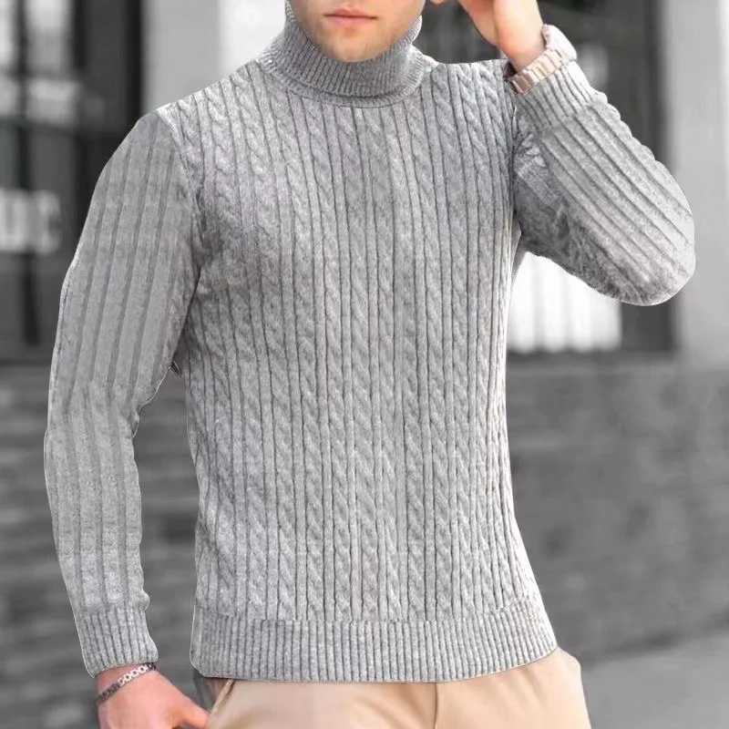 2024 Autumn Mens Sweater High Neck Pulling Outdoor Work Knitted Warm Leisure Turtle Neck Sweater Wool Mens Winter Top W2411111