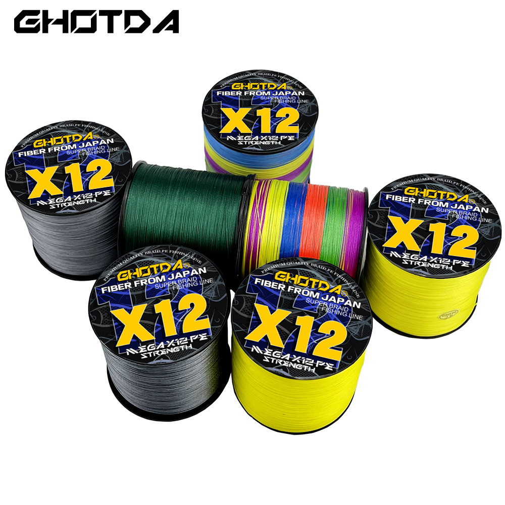 Ghotda High Density Weaves Fishing Line 12Strands 1000M-100M Multifilament Super PE Braided Wire Sea Fishing Gear Accessories