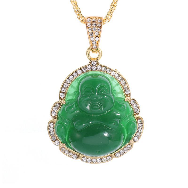 Classic Natural Stone Maitreya Buddha Statue Pendant Necklace Men's and Women's Wedding Party Jewelry Wealth Amulet Gift