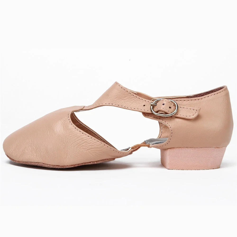 Genuine leather elastic jazz dance shoes for women T-belt ballet lyrical dance shoes teacher dance sandals Excel shoes 241111