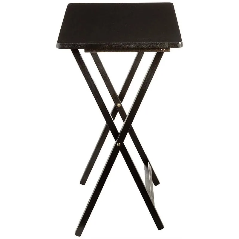 Mainstays Black 5-Piece Folding TV Tray Table Set, 19 X 15 X 26 Inch ( 4 Table + 1 Rack Stand )
