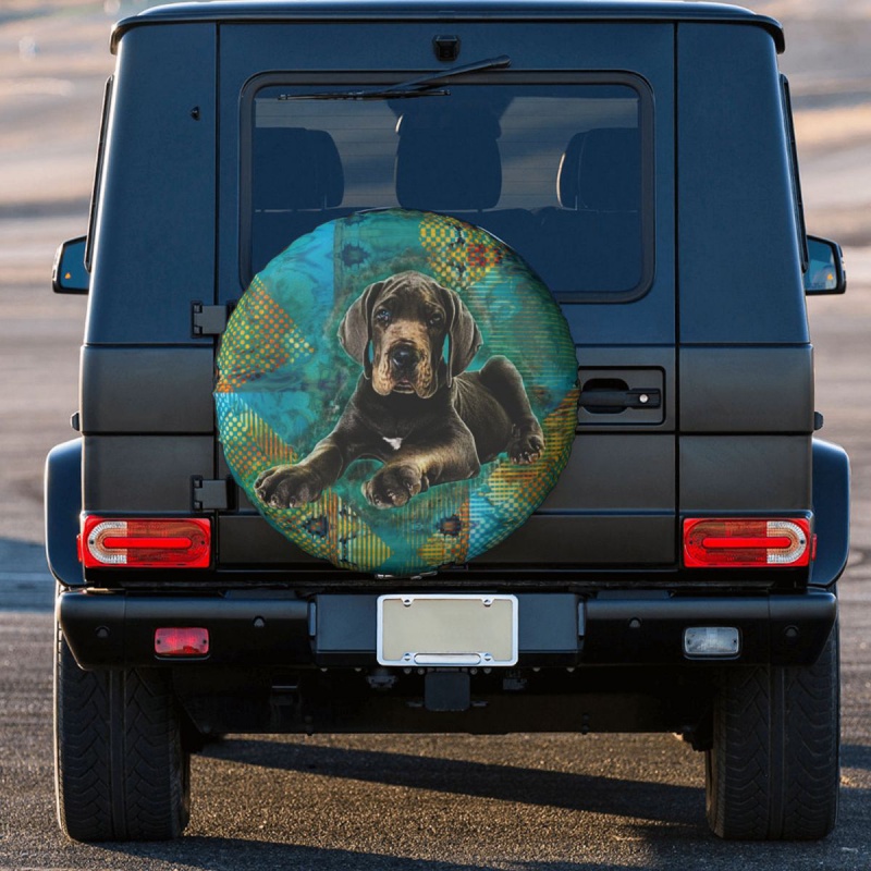 Great Dane Puppy Dog Spare Tire Cover for Jeep Mitsubishi Pero German Mastiff Deutsche Dogge Dust-Proof Car Wheel Covers