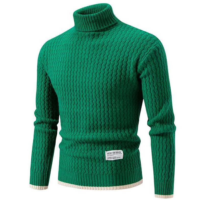 Mens casual suit basic top knitted turtle neck pullover sweater in green red black W2411111