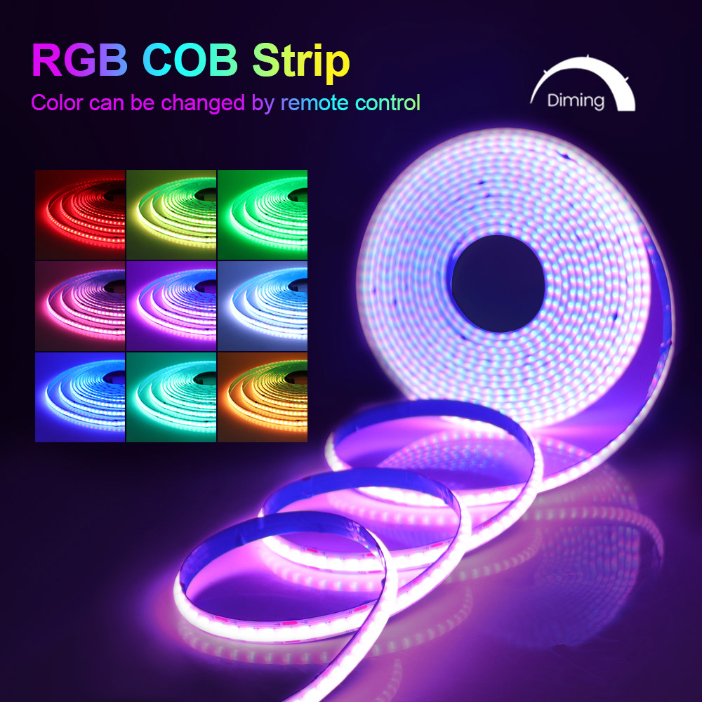 COB DC5V RGB LED Strip Light Bluetooth-compatible Remote Control 576LED/m High Density Linear Lamp Flexible Tape Home Decoration 576/m