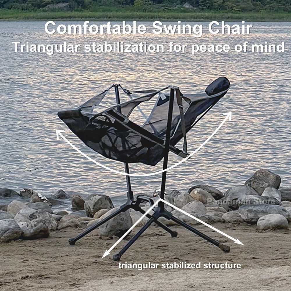Portab Outdoor Cam Swinging Rocking Lightweight Durab Stab Folding Chair Breathable Mesh Seat Cool Summer ChairW241111