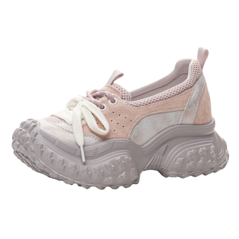 Chunky Microfiber Leather Sneakers: Breathable Mesh, Comfy Platform Wedges 4