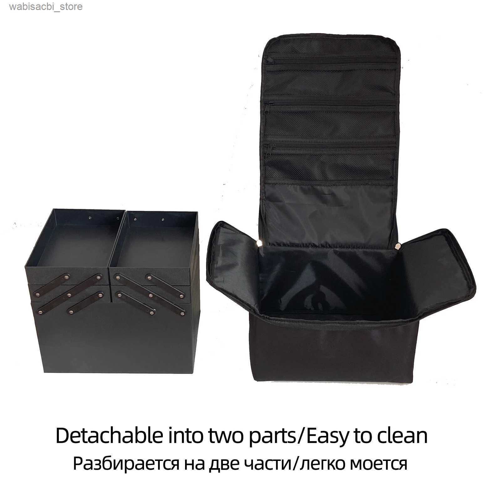 Cosmetic Bags Multilayer Clapboard Cosmetic Bag Case Beauty Salon Tattoos Nail Art Tool Bin Women Makeup Organizer Large Capacity Bag L49