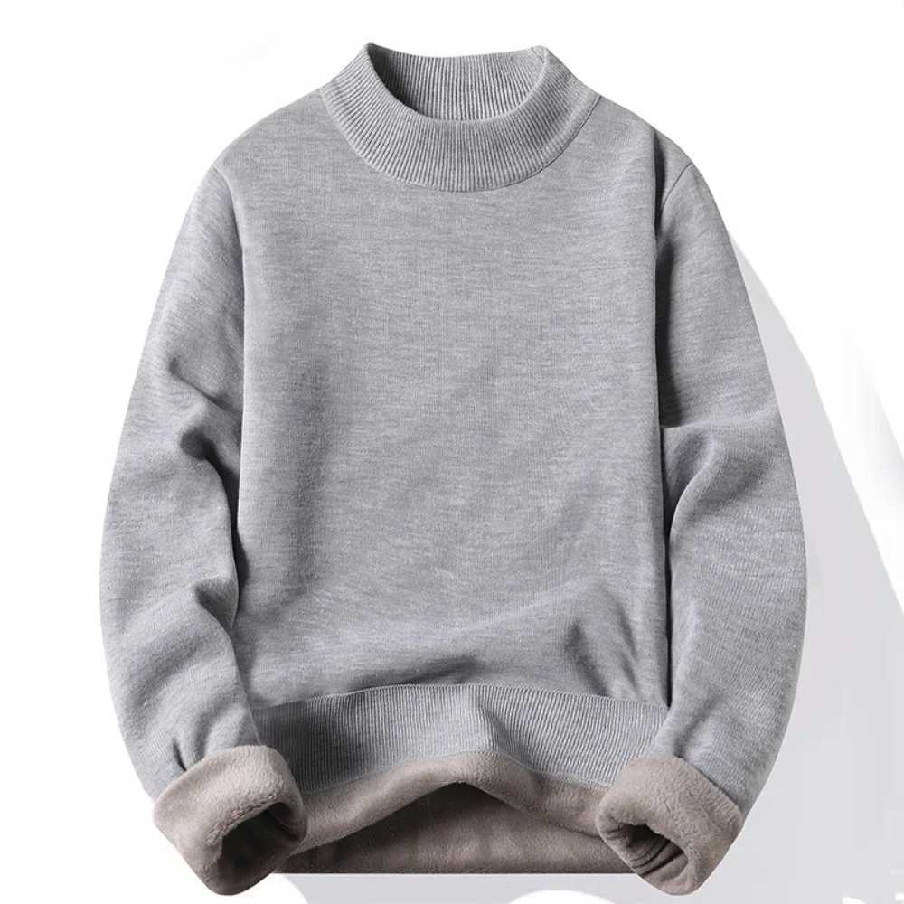 Mens casual slim fit basic turtle neck knitted sweater with high neck and floral pattern mens double neck autumn and winter top W2411111