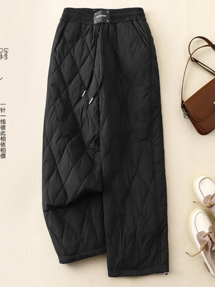 Ultra fine autumn pink apron cotton pants womens elastic high waist fashionable pink womens Trouser loose womens wide leg pants 241112