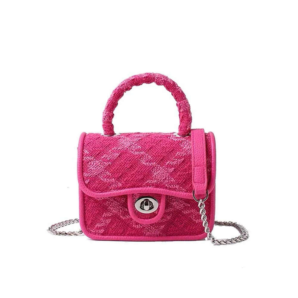 2024 women's high-grade textured buckle dia chain small square bag single shoulder crossbody handbag woman