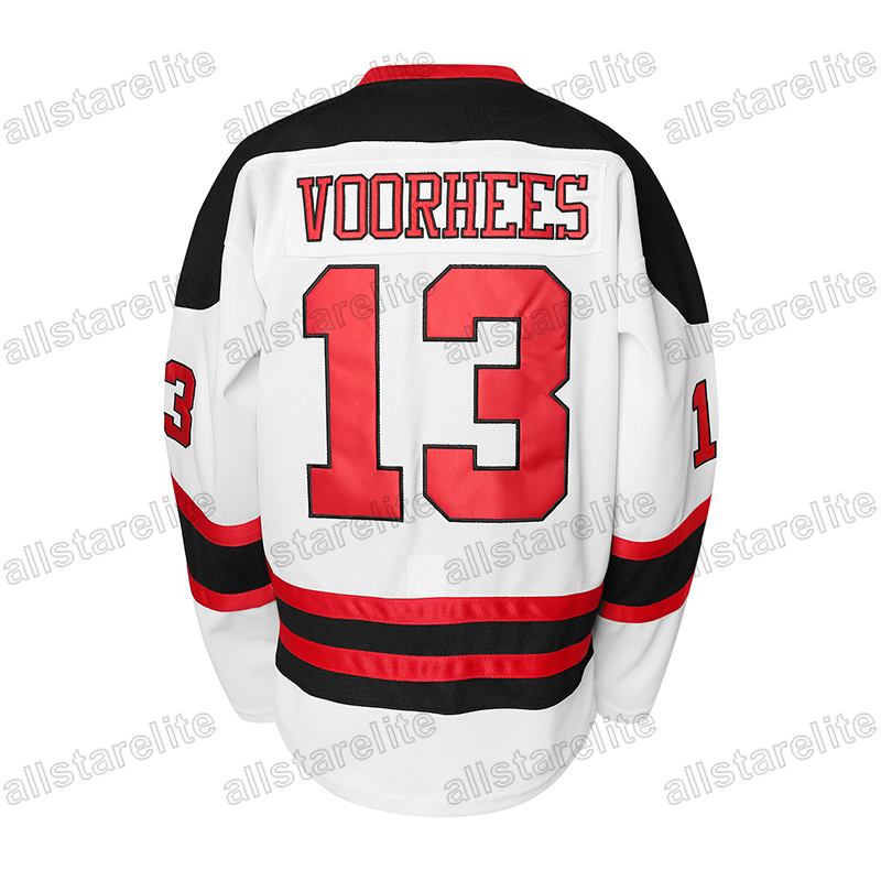 Friday The 13th Voorhees Embroidered Black White Hockey Jersey - Long Sleeves, Halloween Horror Movie Jersey sporty and fashionable casual, street bre