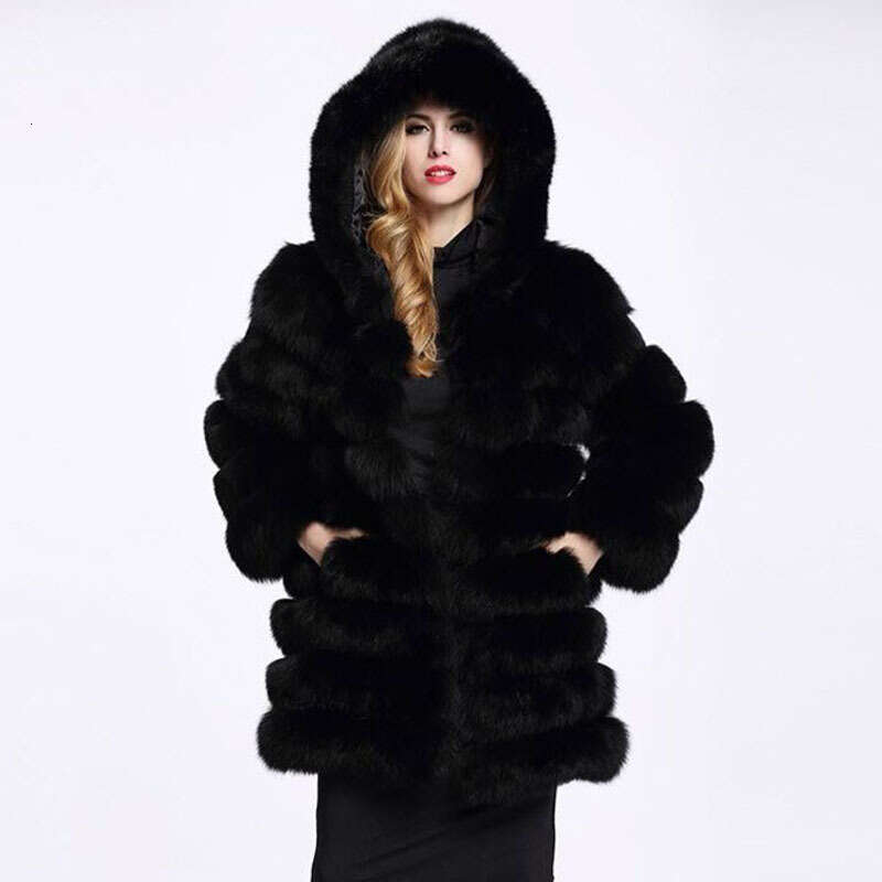 shanshi fur coat women Haining imitation fox new women's casual long sleeved fur coat