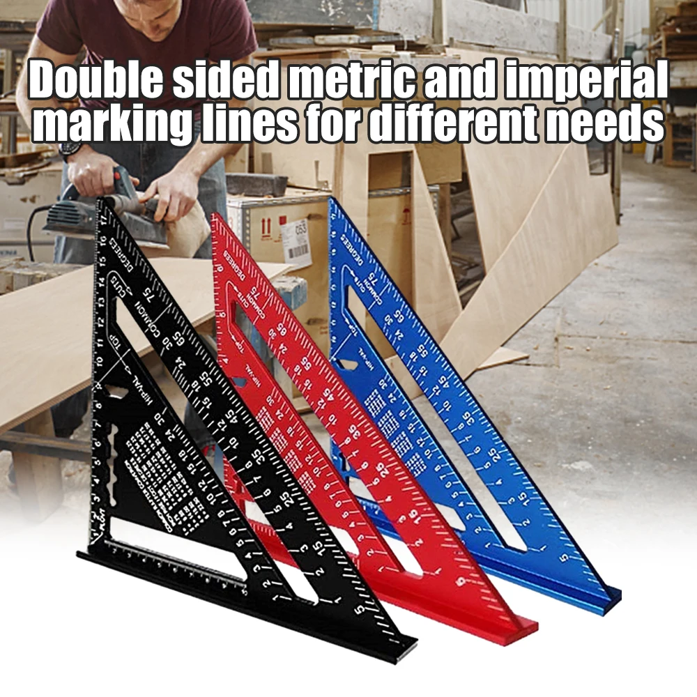 7Inch Metric Aluminum Alloy Triangle Ruler Triangle Ruler Triangular Protractor Square Measurement Woodworking Tools