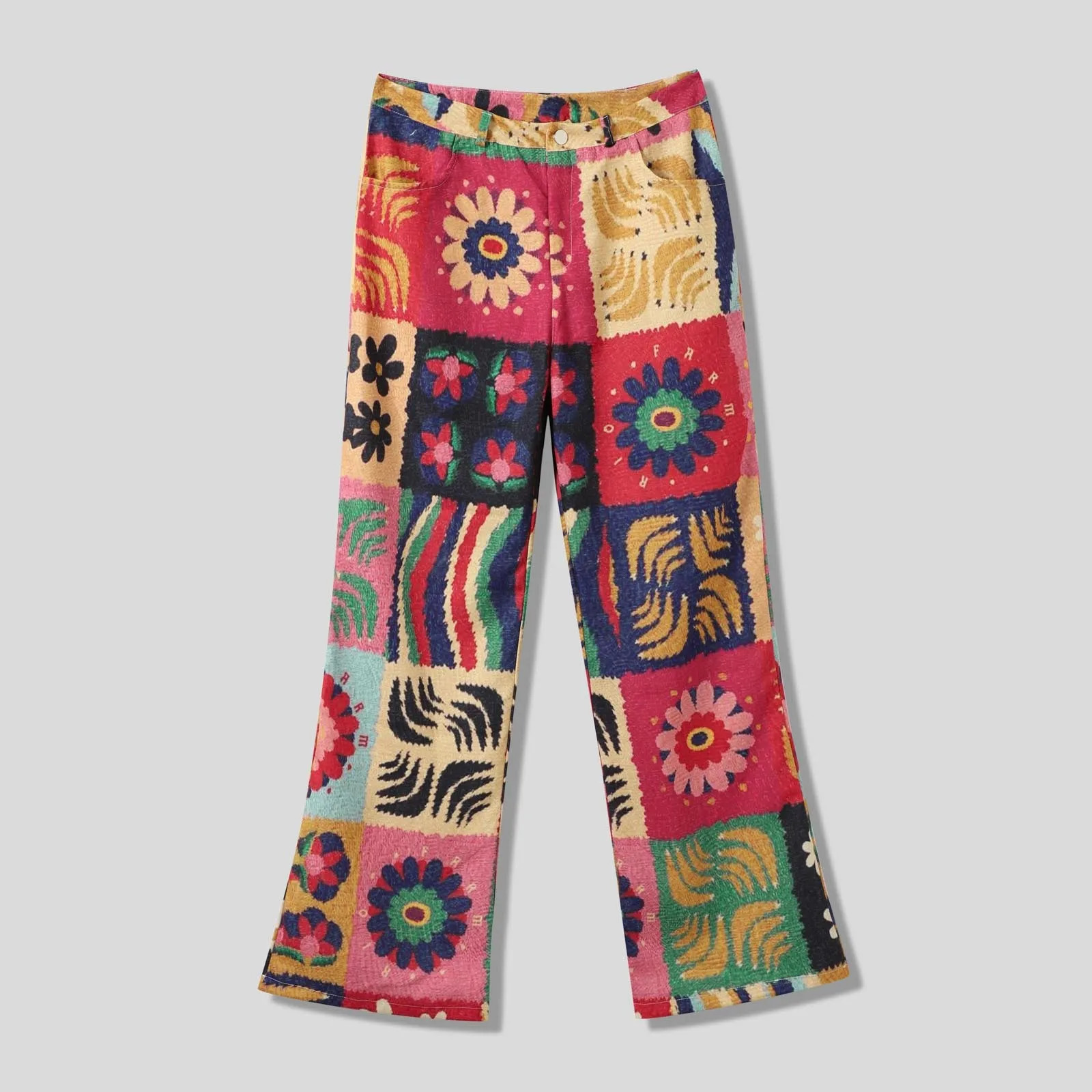 Loose Fit Comfort Vintage Wide Leg Jeans Fashion High Waisted Casual Denim Pants 90s Floral Printed Baggy Trousers Women 241112