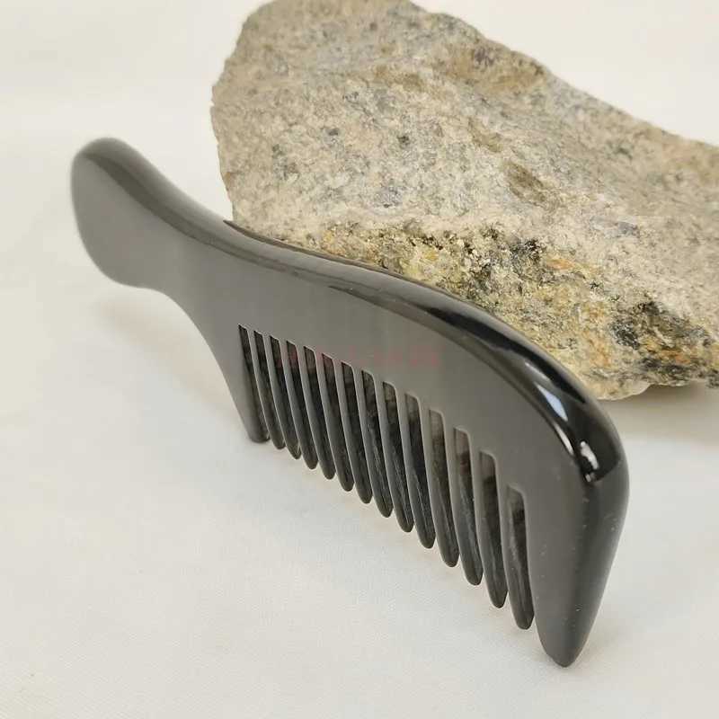 Natural buffalo horn wide comb bead professional massage anti itch curling comb large wide tooth comb natural black W241112