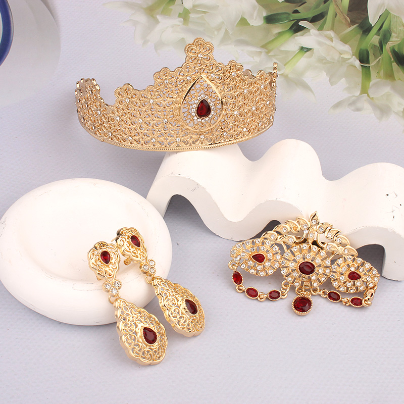 Women Jewelry Set Algeria Wedding Bridal Tiara Party Favor Crystal Brooch Women Earrings Designer Jewelry Sets Quality 750dc