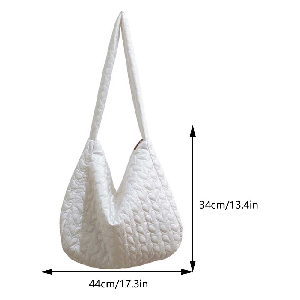 Women Shopping Shoulder Bag Solid Quilted Padded Travel Hobo Bag Zipper Shoulder Tote Purse Bag for Work Outing Daily Use