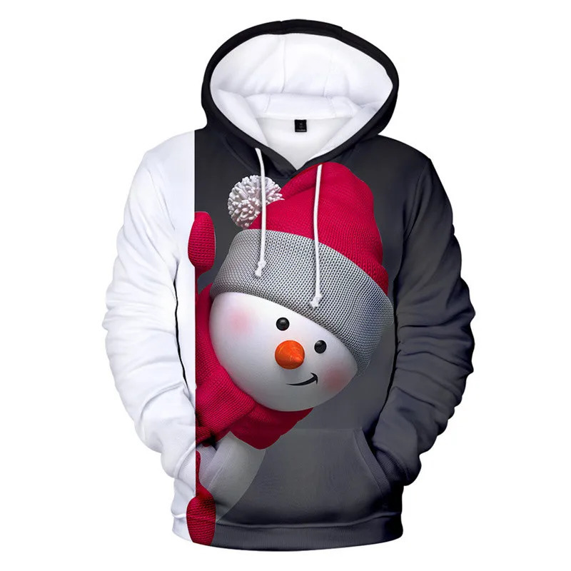 Christmas Style Mens Hooded Sweatshirt Autumn Winter Long Sleeve Snowflakes 3D Print Street Hoodies Tops 6XL Big Size 241111