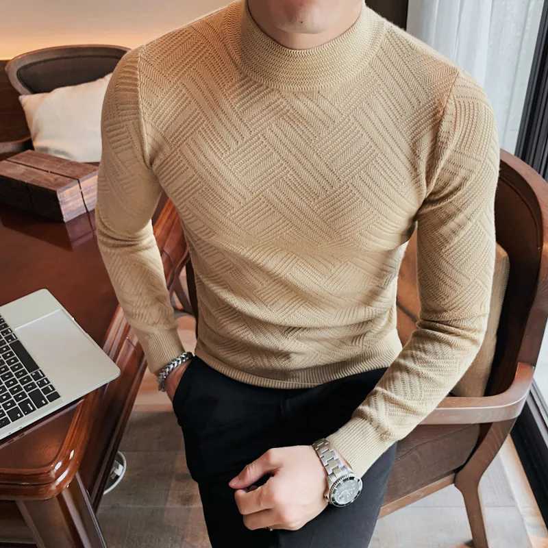 2023 New Mens Turtle Neck Sweater and Pullover Knitted Sweater Winter Mens Pullover Wool Casual Solid Clothing W2411111