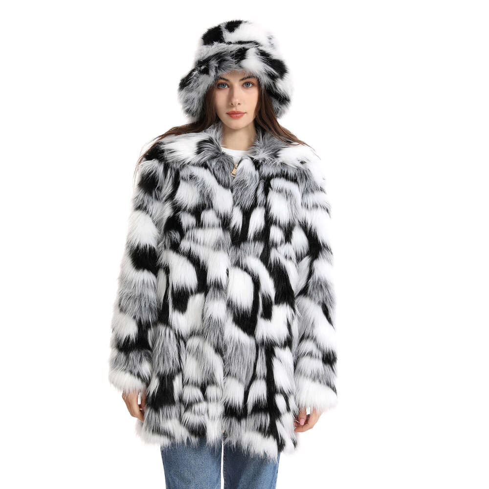 shanshi fur coat women New mid length jacket floral plush casual seven color faux fur women's clothing