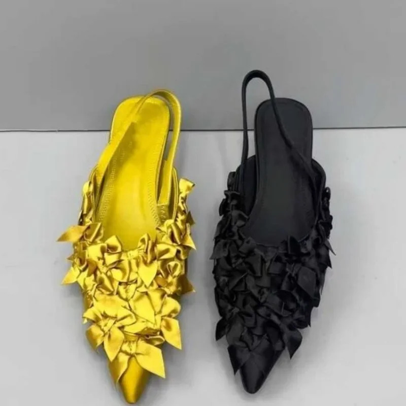 Womens Shoes 2024 Closed Toe Womens Sandals Fashion Bow Dress Sandals Womens Selling Pointed Toe High Heel Sandals 241111