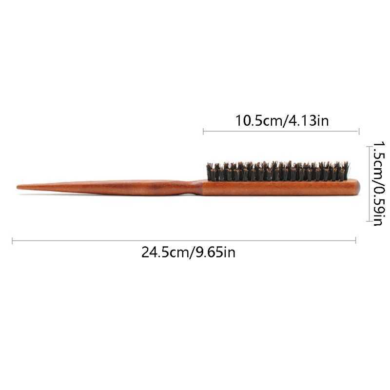 Pcs natural bristle hair brush fine line comb wooden handle professional salon hair brush barber tool W241112
