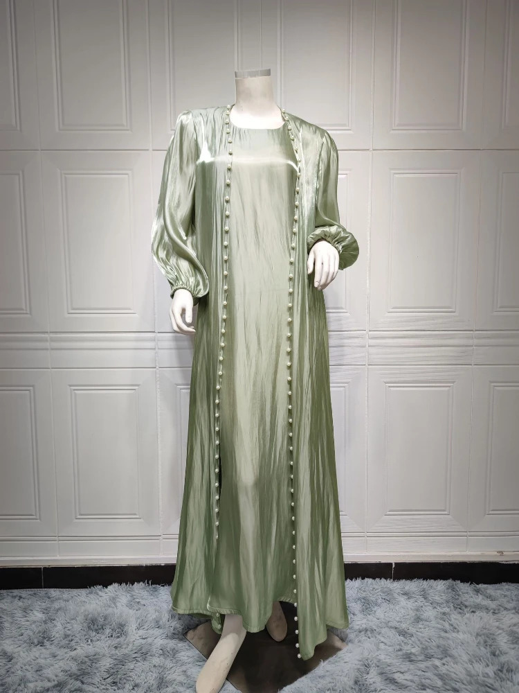 Muslim dress 2-piece set Abayas female autumn elegant party Arab Moroccan headscarf Abaya Dubai Islamic Kaftan Musulmane Vestidos 241112