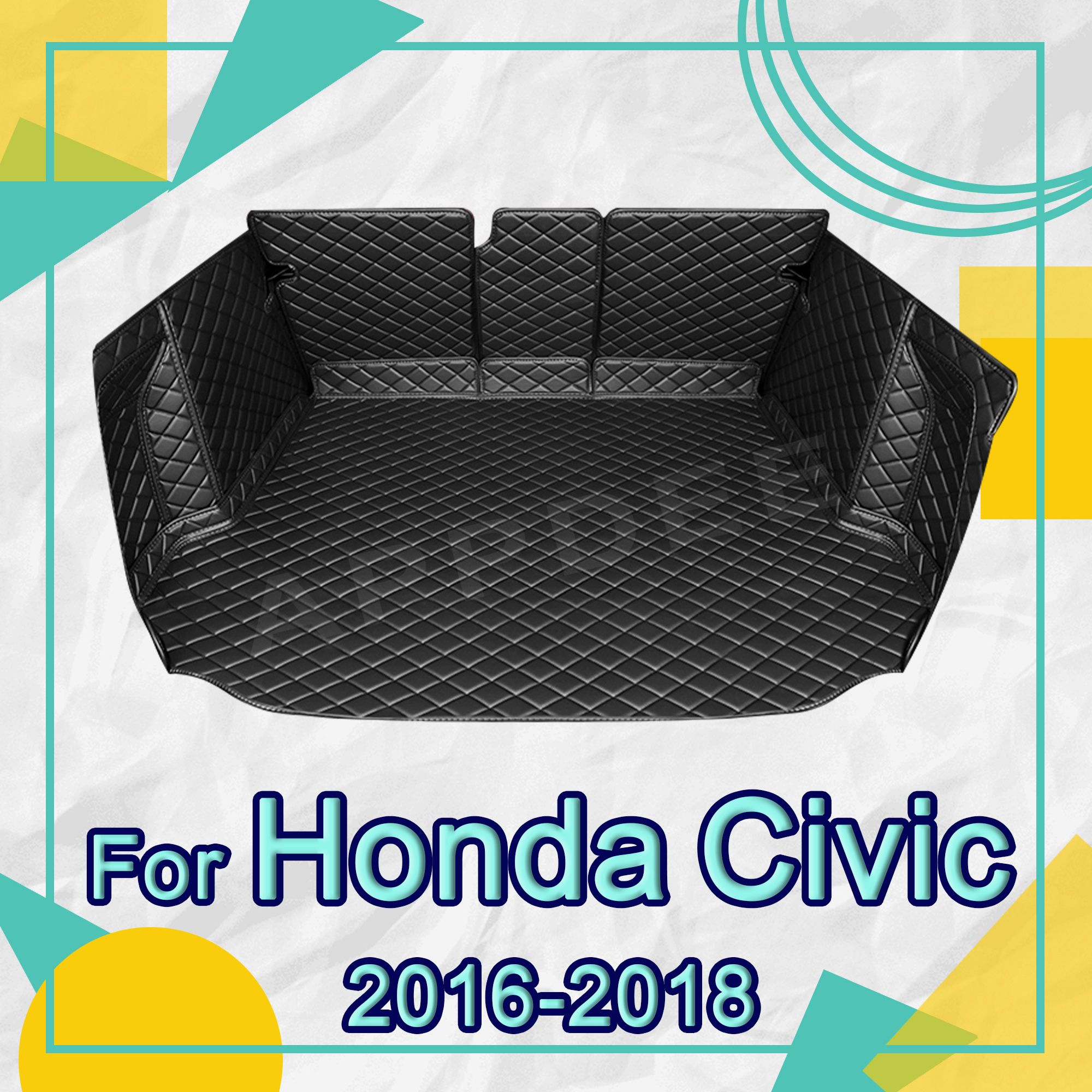 Auto Full Coverage Trunk Mat For HONDA CIVIC 5-Seat 2016 2017 2018 Car Boot Cover Pad Cargo Liner Interior Protector Accessories 95aea