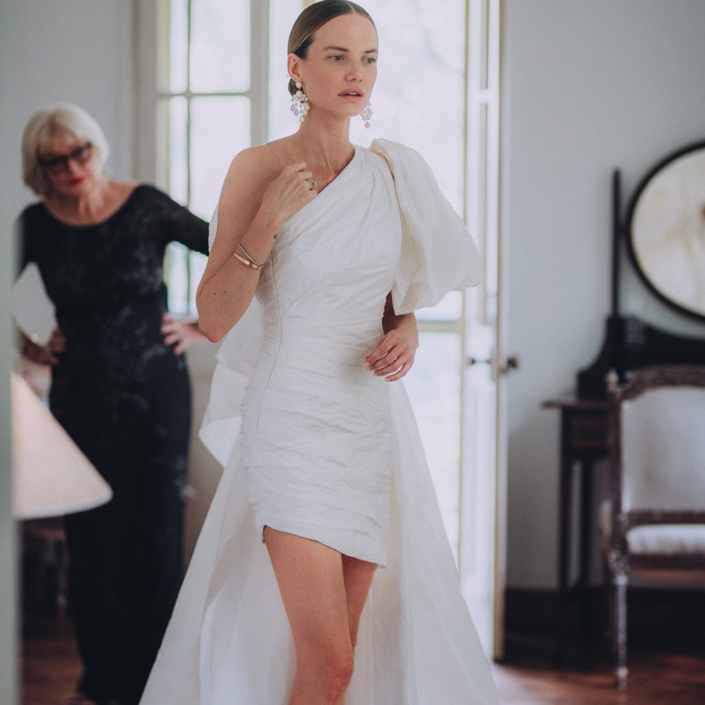 Chic One Shoulder Short Wedding Dresses Sheath Mini Bridal Gown Plus Size Large Bow Train Above Knee robe de mariage