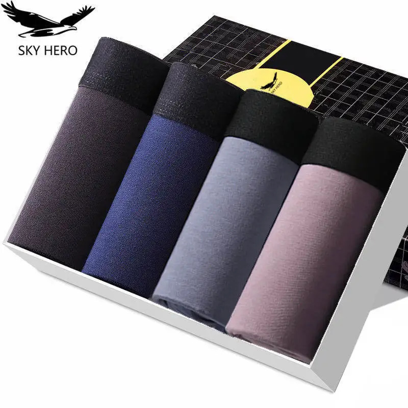 4 pieces/batch mens underwear Cueca boxing underwear cotton mens breathable mens sexy soft mens shorts 241112