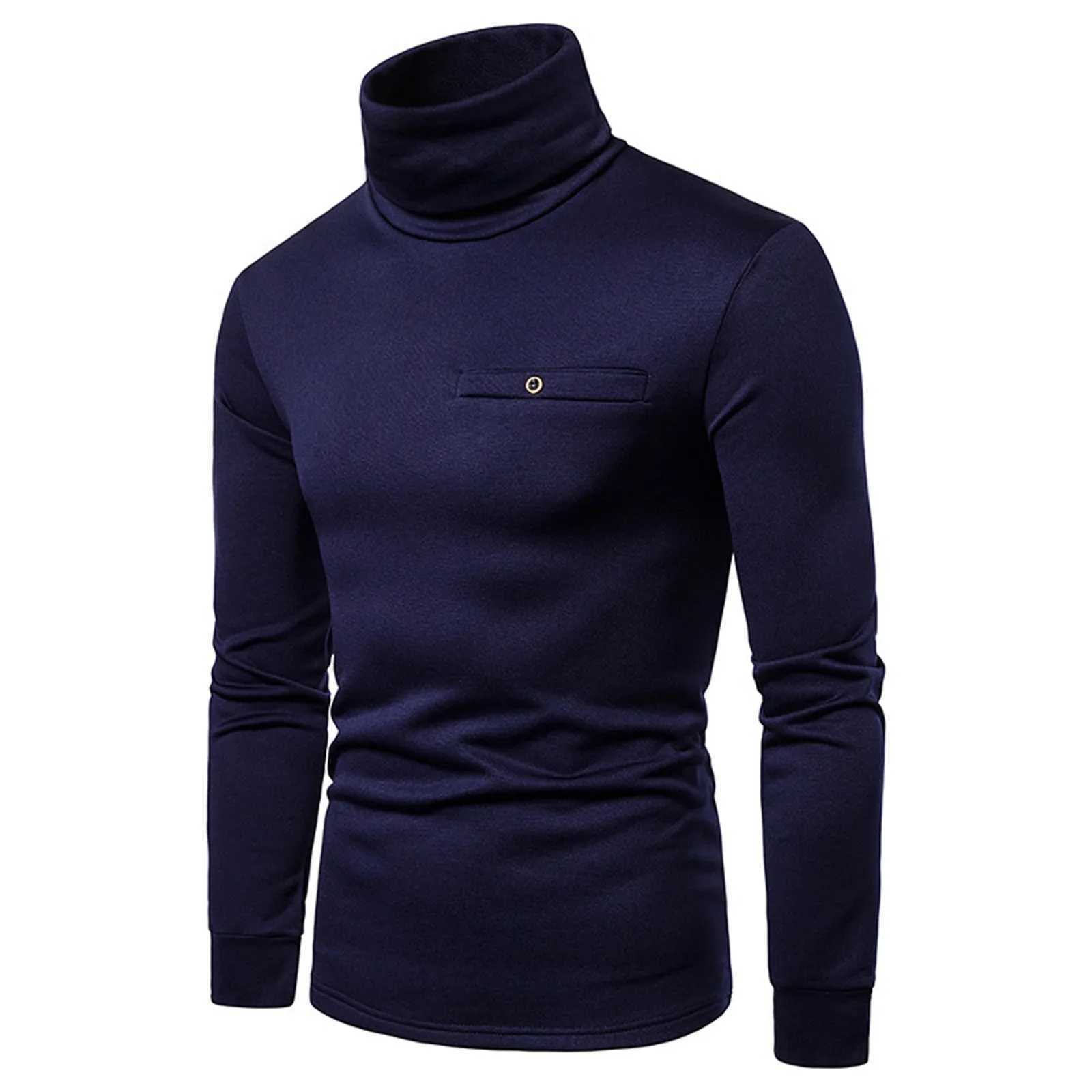 Mens Pullover Sweater Winter Thick Warm Turtle Neck Top Elegant Fashion Hot Underwear Basic Plain Shirt Long Sleeve Top W2411111