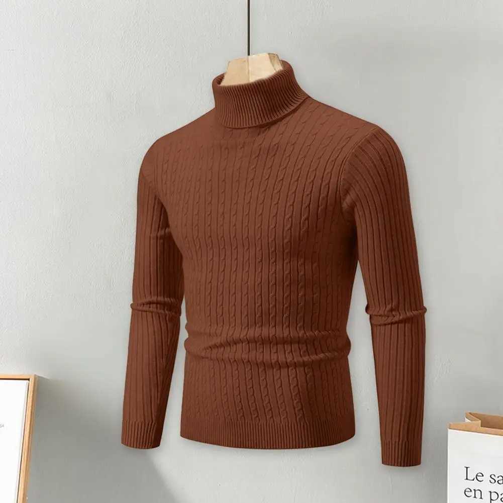 Autumn and Winter Mens Sweater Solid Color Long Sleeve Basic Mens Knitted Sweater Casual Turtle Neck Mens Sweater W2411111