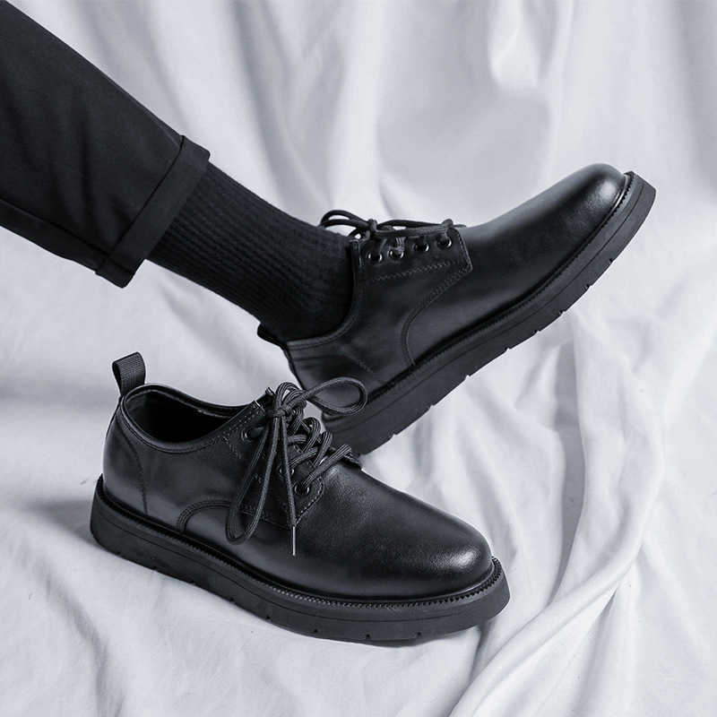 Men Dress Shoes New Thick Soled Mens Big Head Casual Shoes British Style Casual Small Leather Shoes Shoes 241009